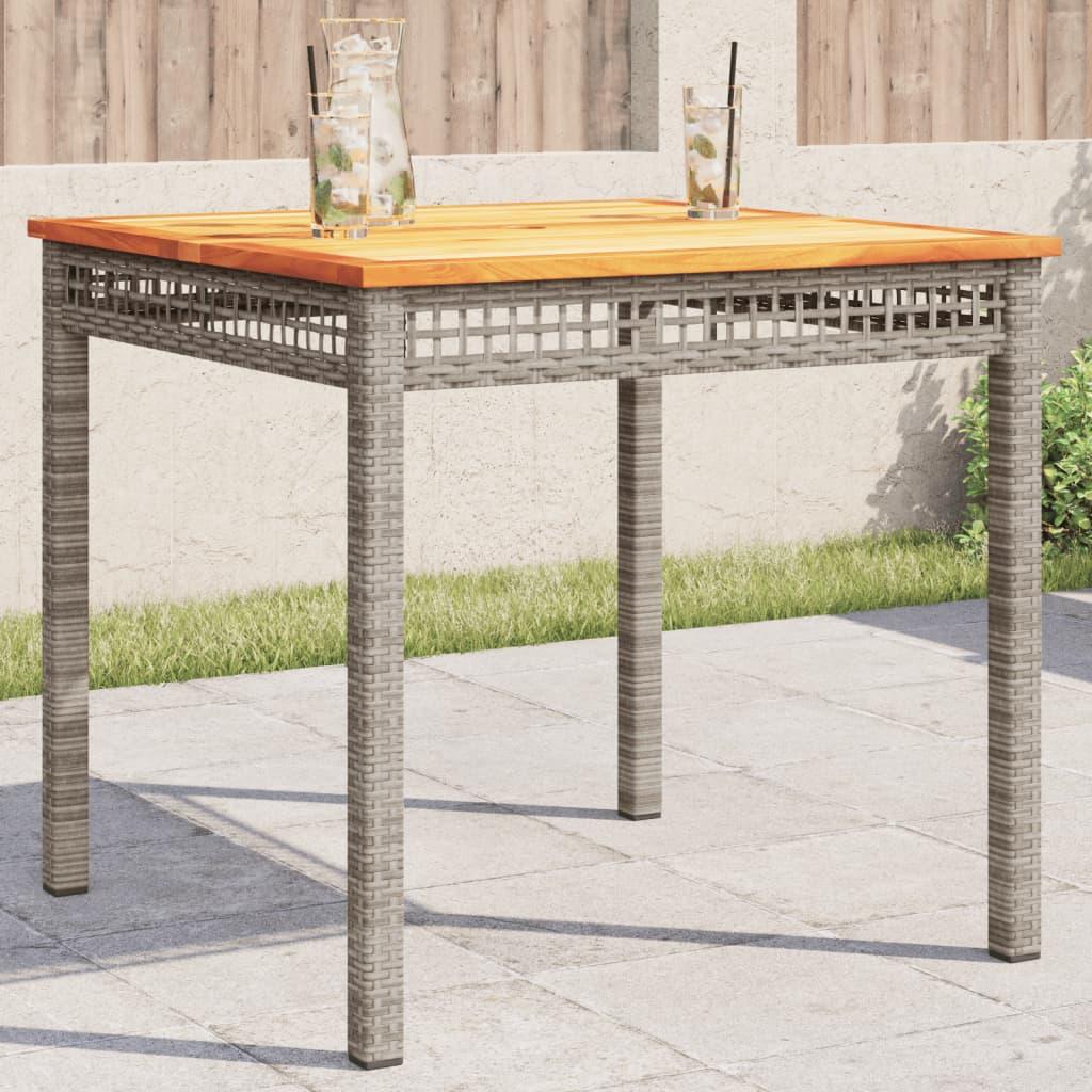 Mesa de jardín ratán sintético madera acacia negro 109x107x74cm