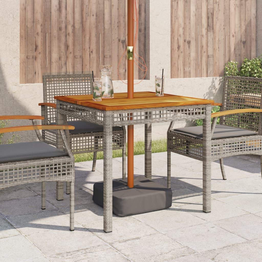 Mesa de jardín ratán sintético madera acacia negro 109x107x74cm