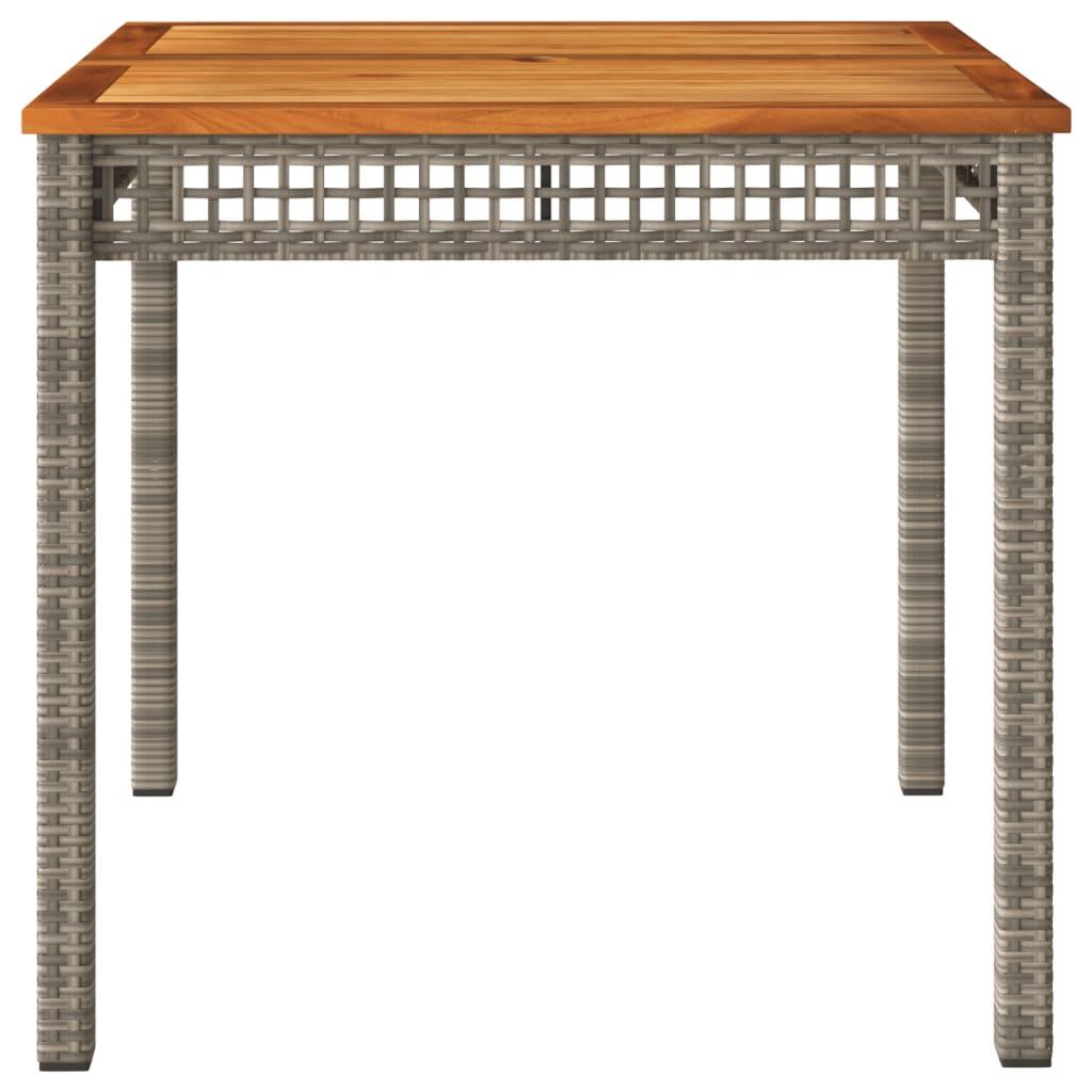 Mesa de jardín ratán sintético madera acacia negro 109x107x74cm