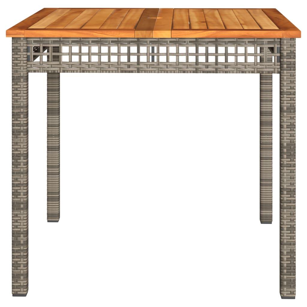 Mesa de jardín ratán sintético madera acacia negro 109x107x74cm
