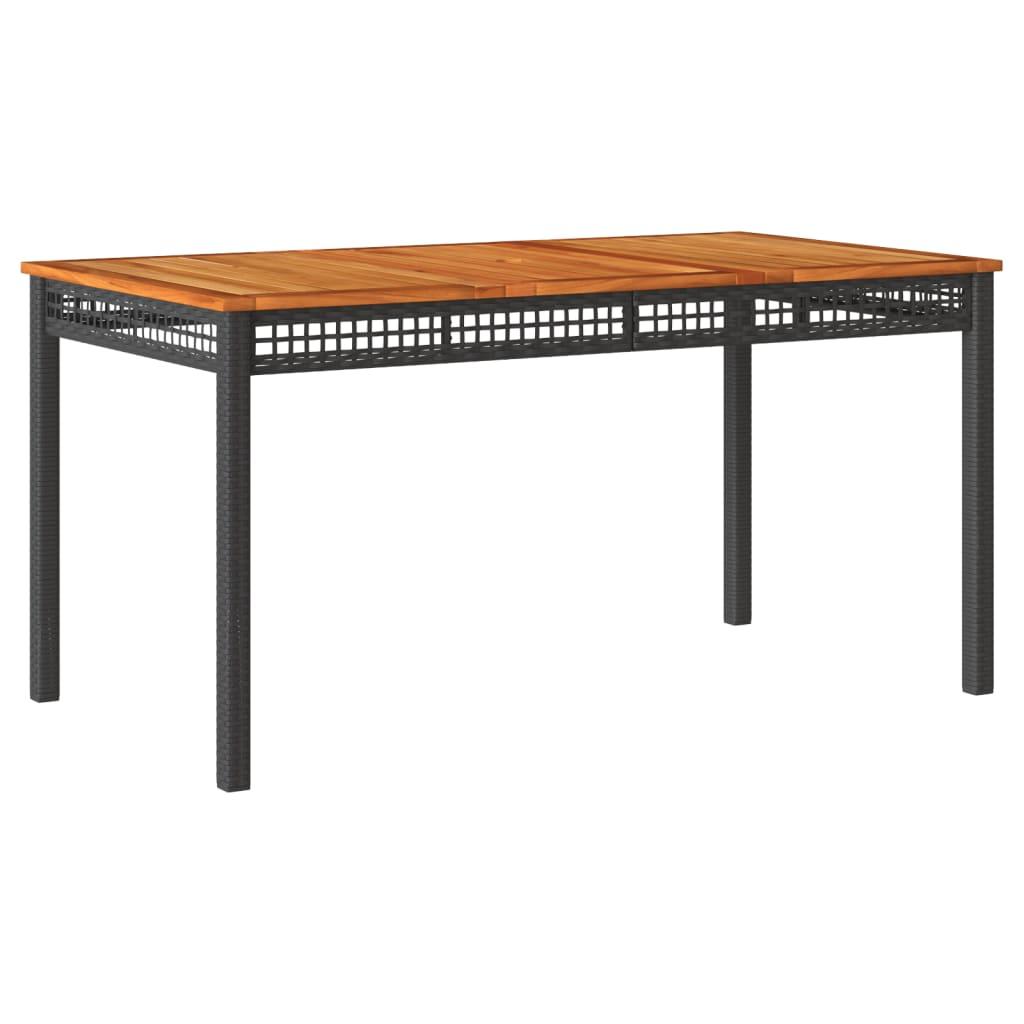 Mesa de jardín ratán sintético madera acacia negro 109x107x74cm