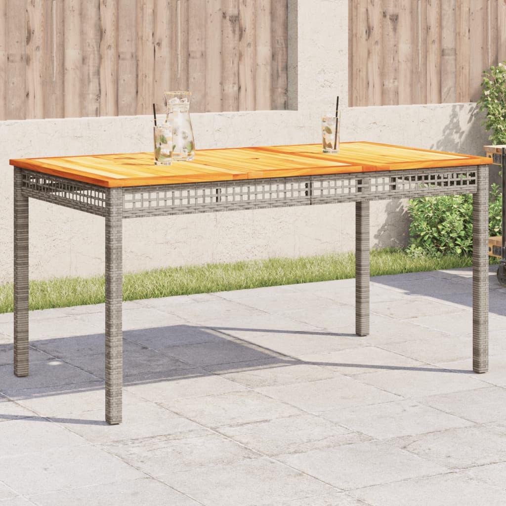Mesa de jardín ratán sintético madera acacia beige 109x107x74cm