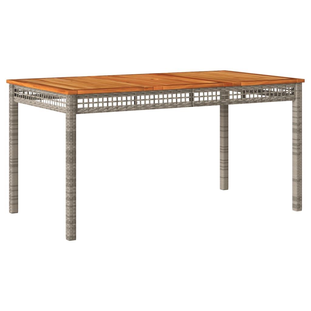 Mesa de jardín ratán sintético madera acacia beige 109x107x74cm