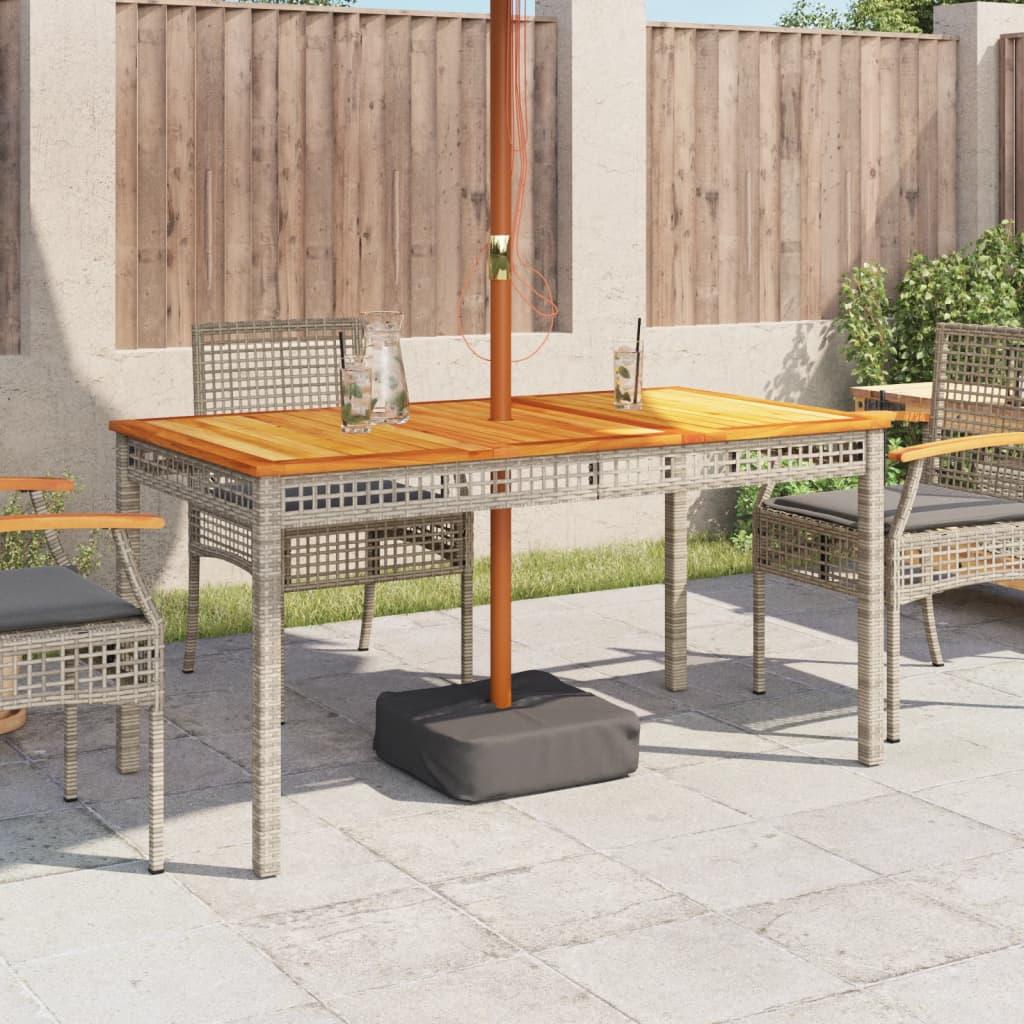 Mesa de jardín ratán sintético madera acacia beige 109x107x74cm
