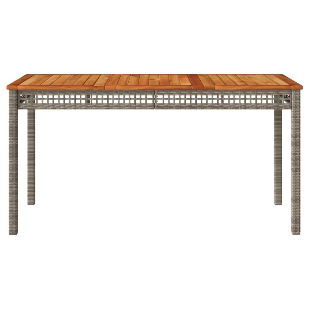 Mesa de jardín ratán sintético madera acacia beige 109x107x74cm