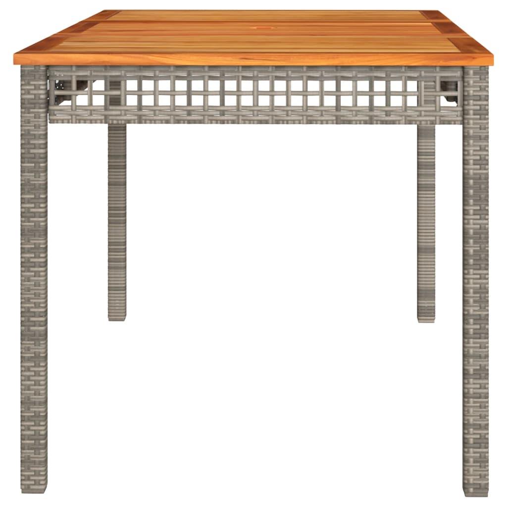 Mesa de jardín ratán sintético madera acacia beige 109x107x74cm