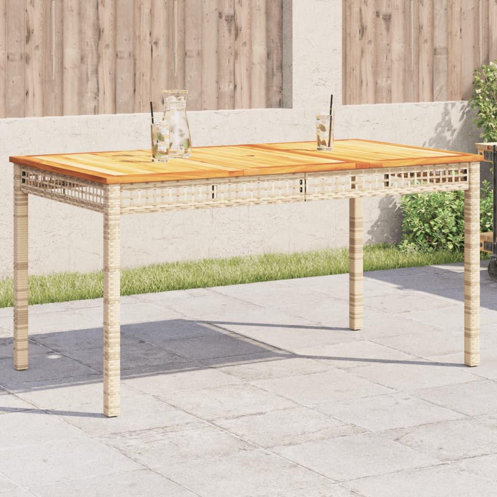 Mesa de jardín ratán sintético y madera acacia gris 90x55x71 cm