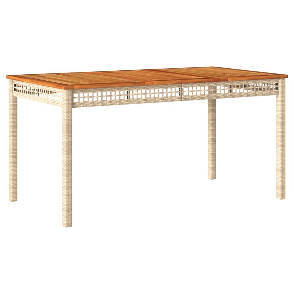 Mesa de jardín ratán sintético y madera acacia gris 90x55x71 cm