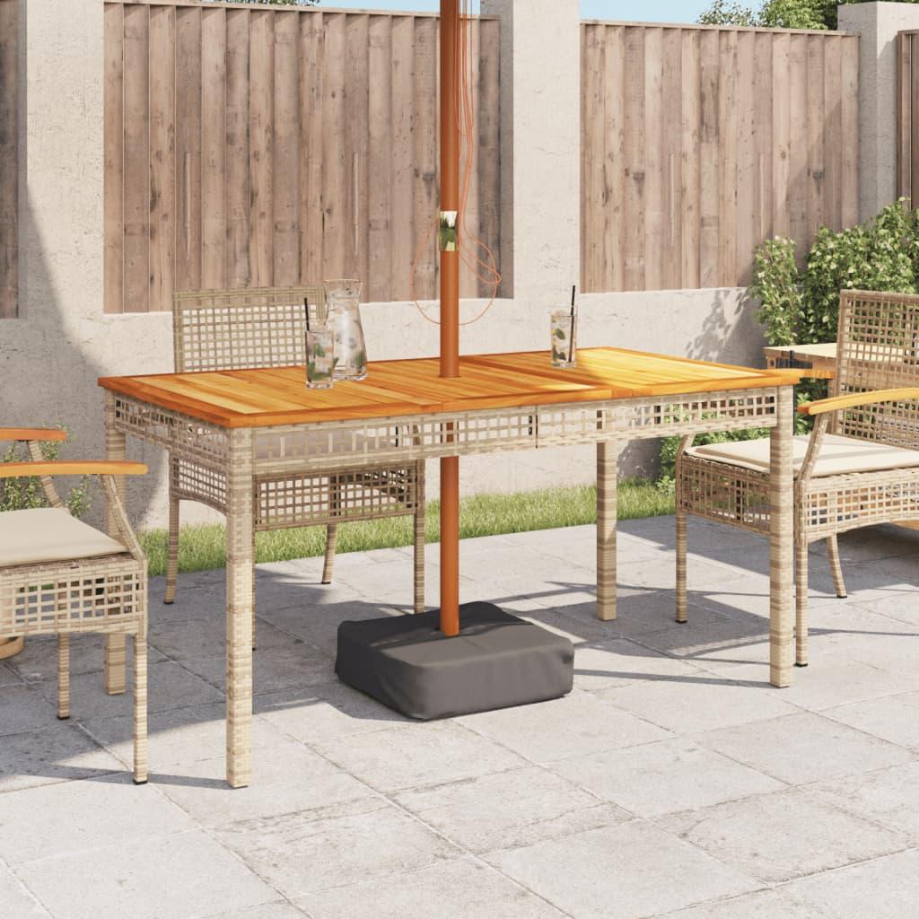 Mesa de jardín ratán sintético y madera acacia gris 90x55x71 cm