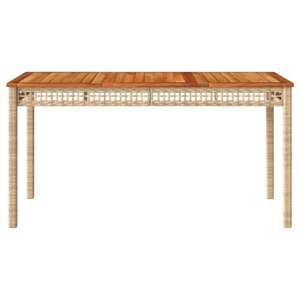 Mesa de jardín ratán sintético y madera acacia gris 90x55x71 cm