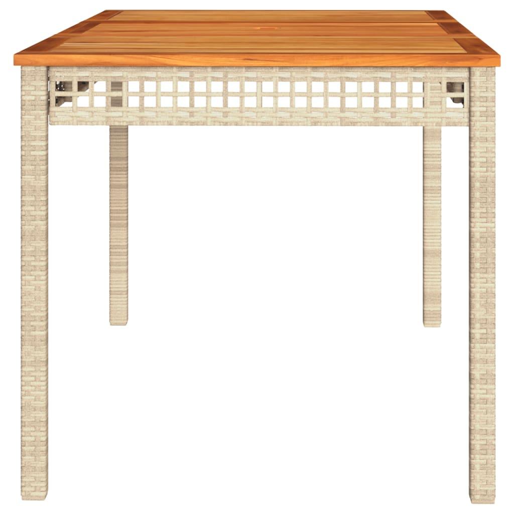 Mesa de jardín ratán sintético y madera acacia gris 90x55x71 cm
