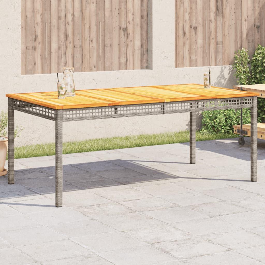 Mesa de jardín ratán sintético madera acacia negro 109x107x74cm