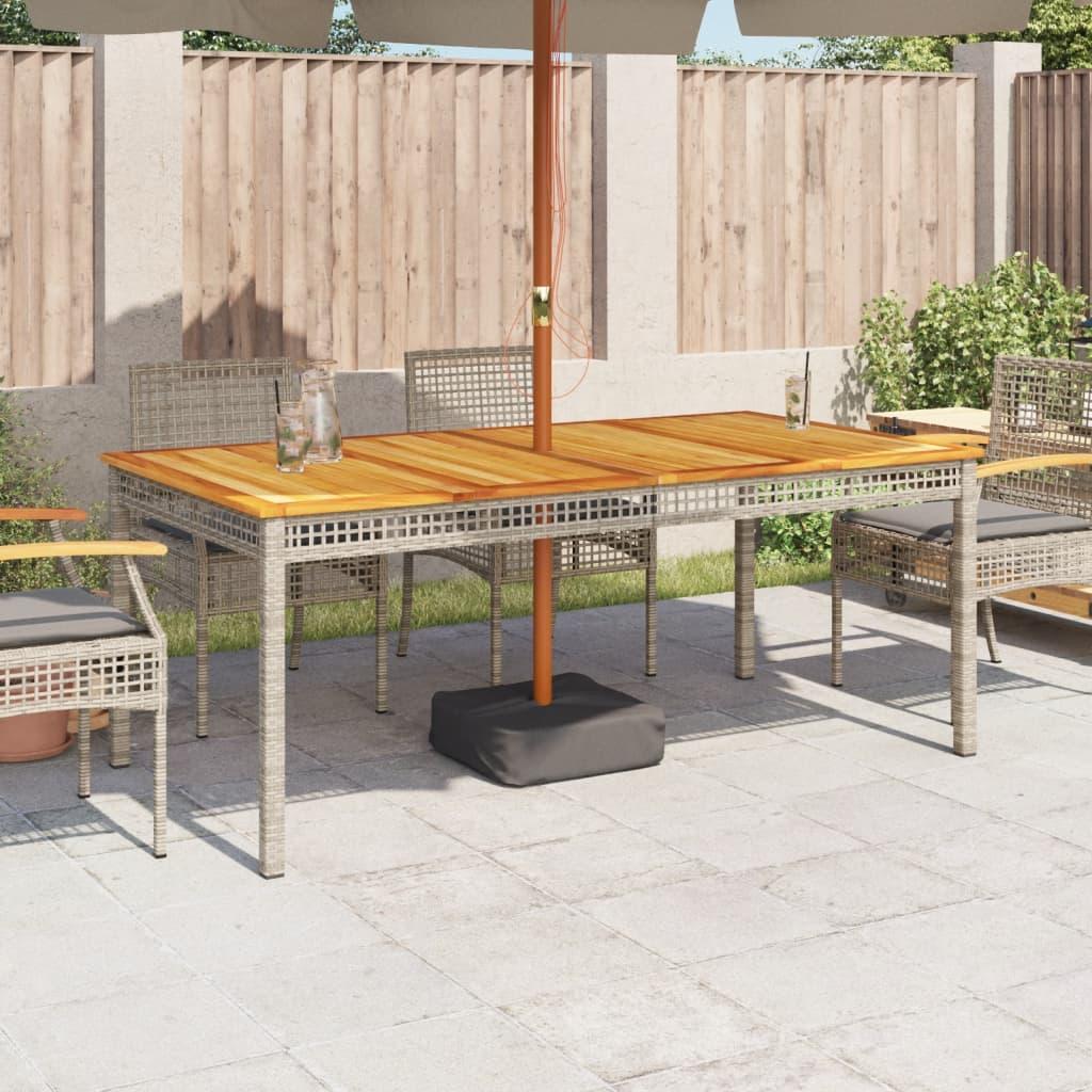 Mesa de jardín ratán sintético madera acacia negro 109x107x74cm