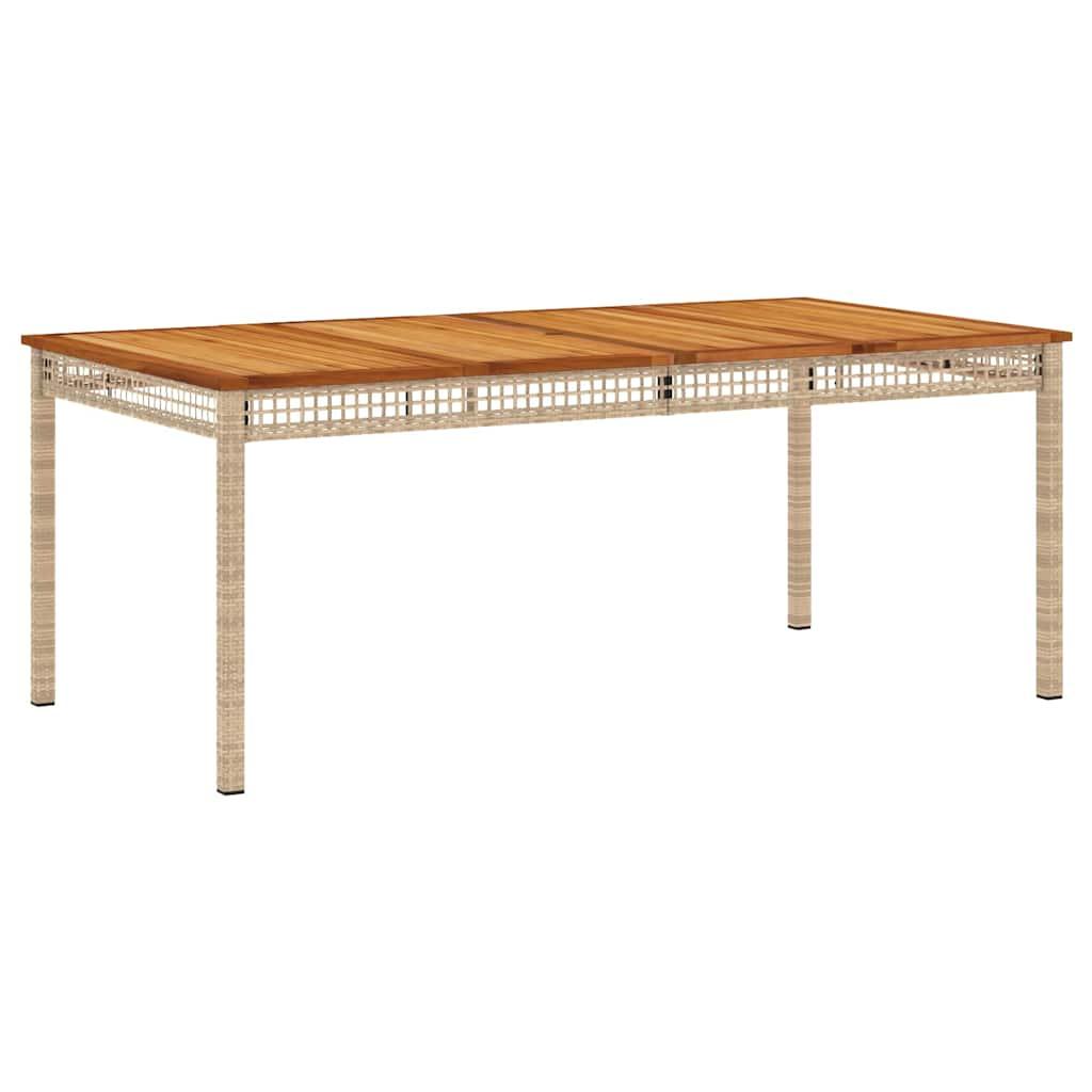 Mesa de jardín ratán sintético madera acacia negro 109x107x74cm