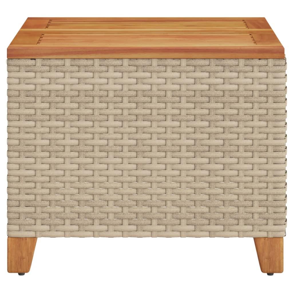 Mesa de jardín ratán sintético y madera acacia gris 90x55x71 cm