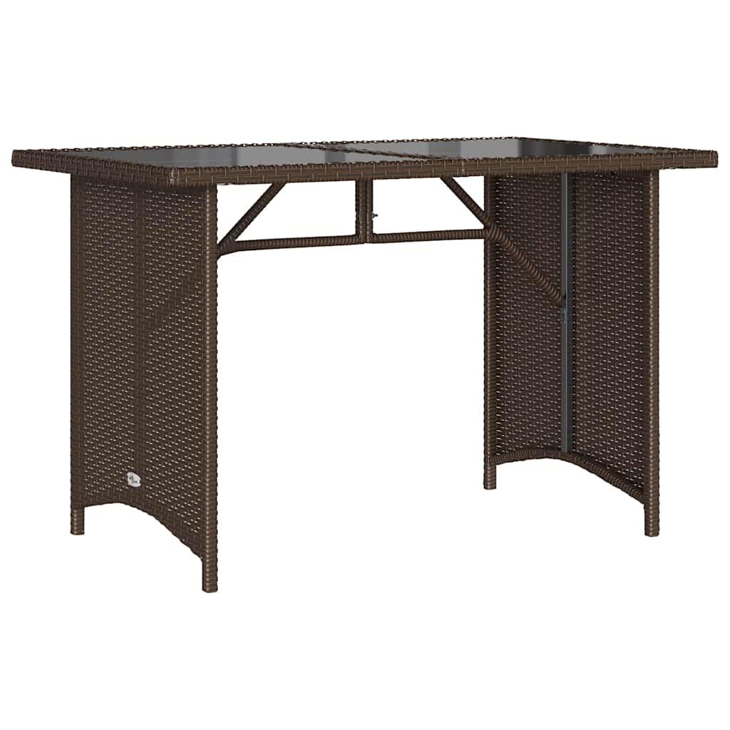 Mesa de jardín superficie de vidrio ratán PE negro 115x54x74 cm