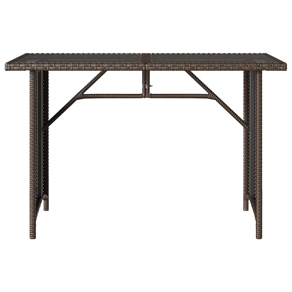 Mesa de jardín superficie de vidrio ratán PE negro 115x54x74 cm