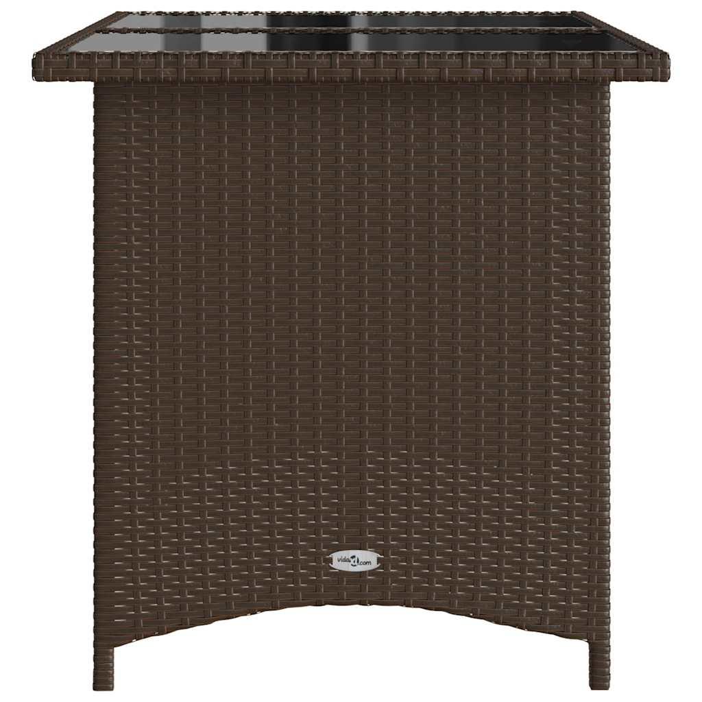 Mesa de jardín superficie de vidrio ratán PE negro 115x54x74 cm
