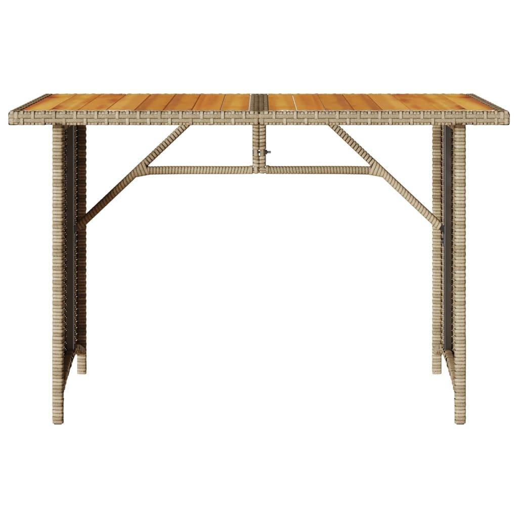Mesa de jardín superficie de madera ratán PE beige 190x80x74 cm