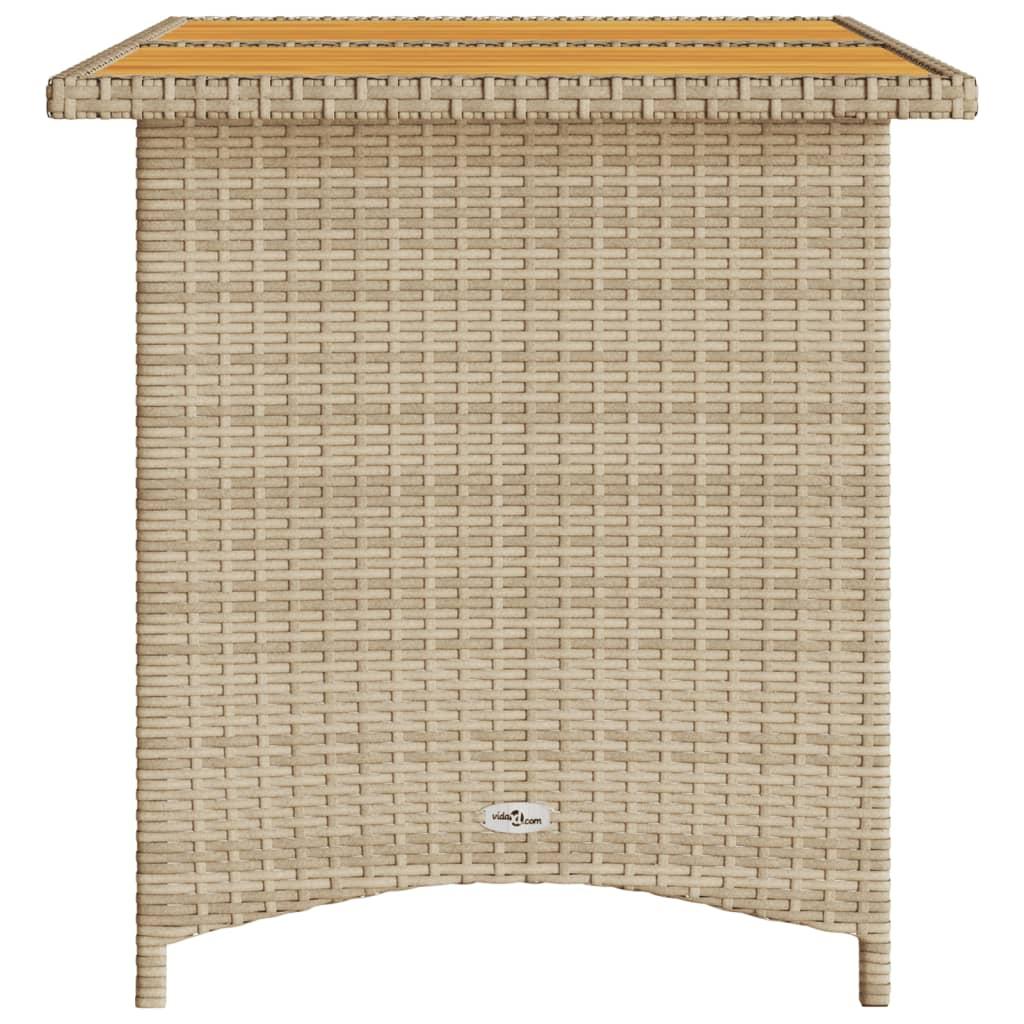 Mesa de jardín superficie de madera ratán PE beige 190x80x74 cm