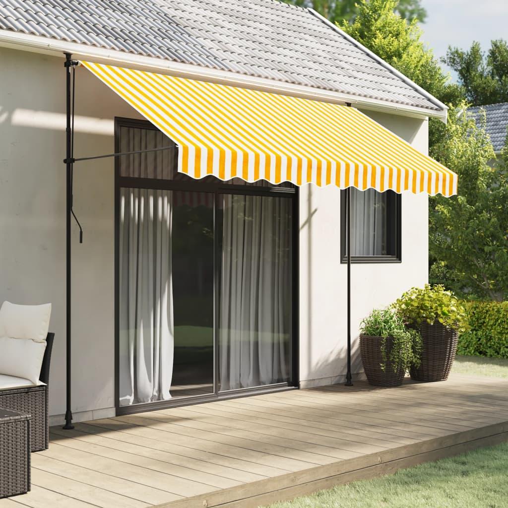 Tela de cenefa de toldo de repuesto rayas amarillo y blanco 280x20 cm