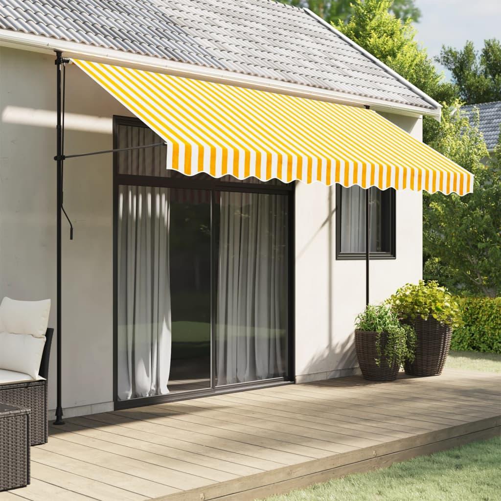 Tela de cenefa de toldo de repuesto rayas amarillo y blanco 280x20 cm