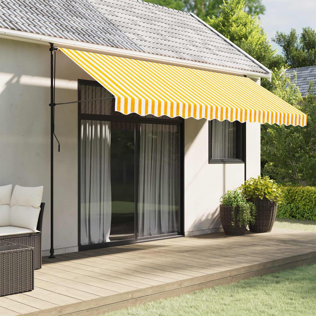 Tela de cenefa de toldo de repuesto rayas amarillo y blanco 280x20 cm
