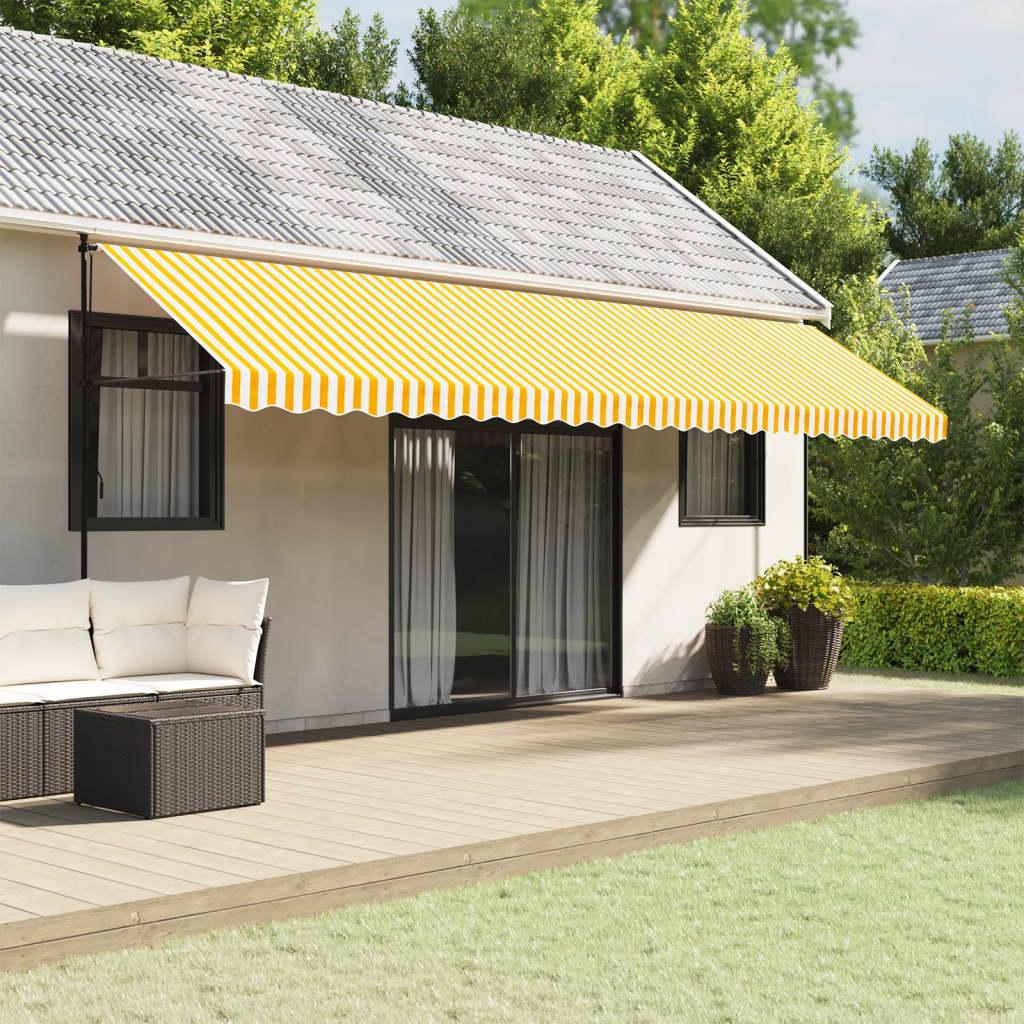 Tela de cenefa de toldo de repuesto rayas amarillo blanco 350 cm