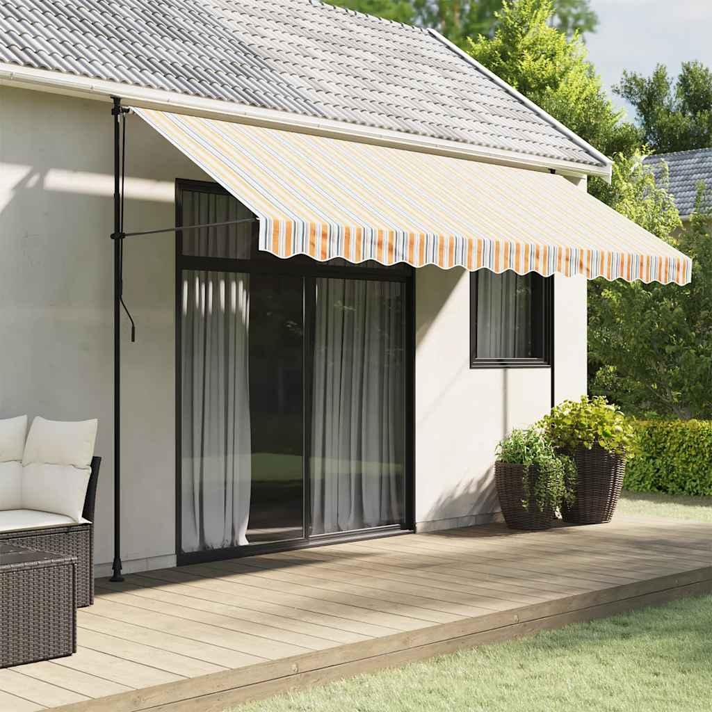 Tela de cenefa de toldo de repuesto rayas amarillo y blanco 280x20 cm