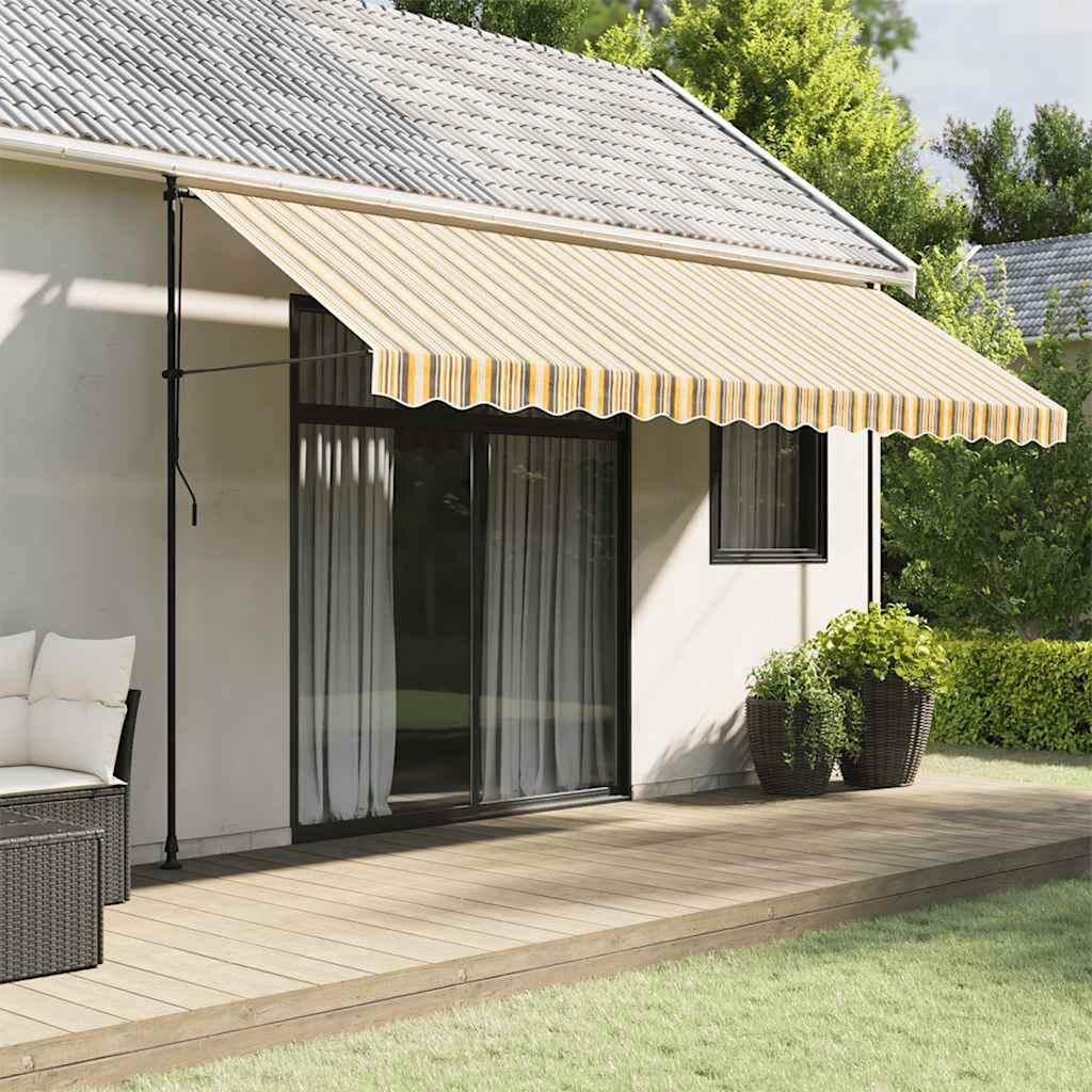 Tela de cenefa de toldo de repuesto rayas amarillo y blanco 400 cm