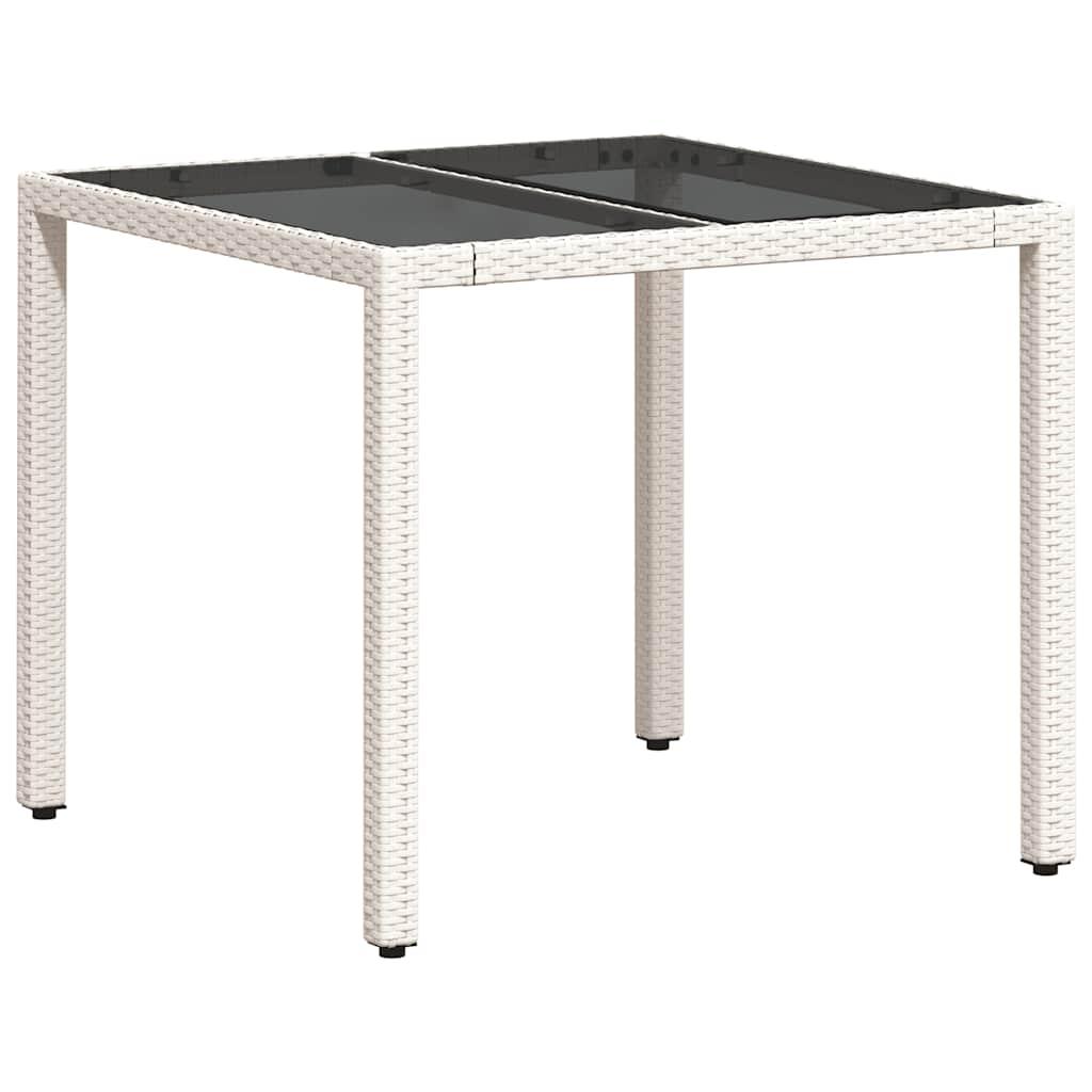 Mesa de jardín superficie de vidrio ratán PE negro 115x54x74 cm
