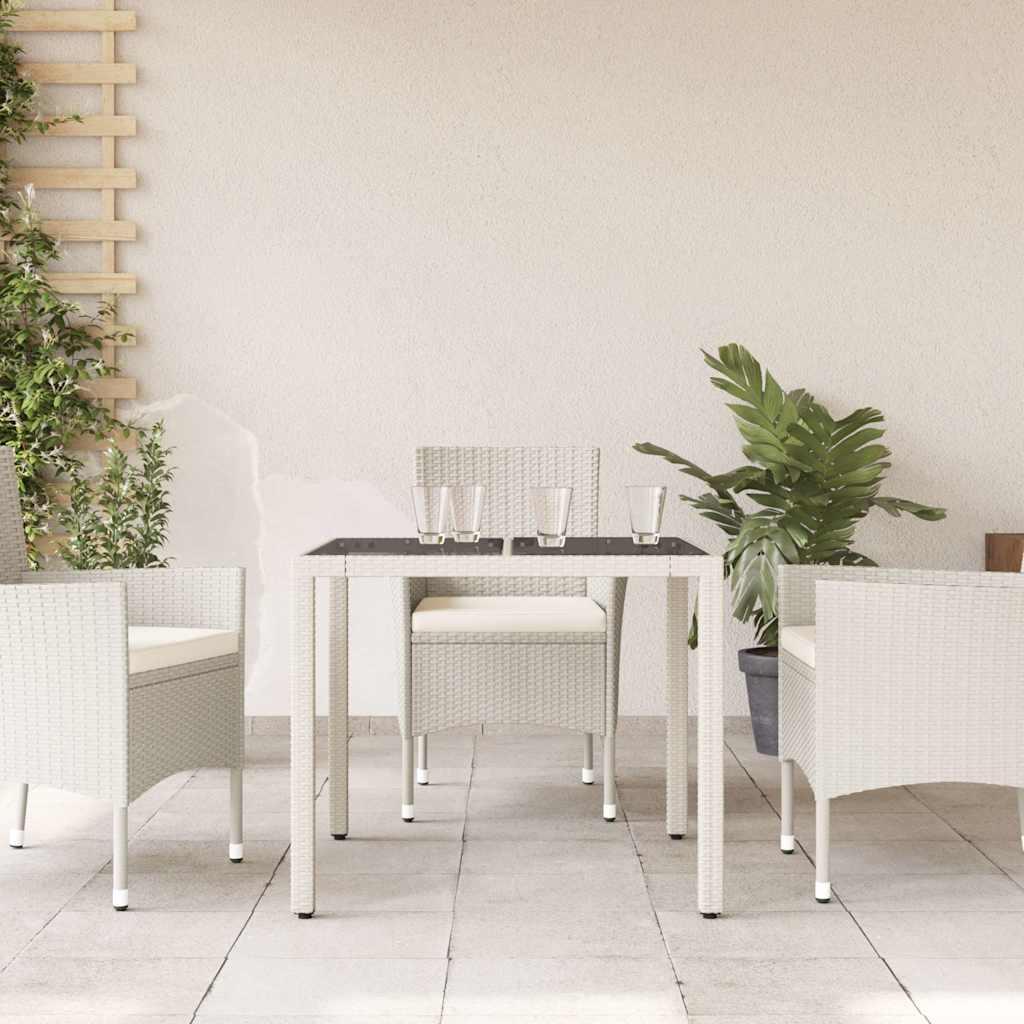 Mesa de jardín superficie de vidrio ratán PE negro 115x54x74 cm