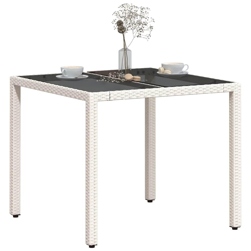 Mesa de jardín superficie de vidrio ratán PE negro 115x54x74 cm