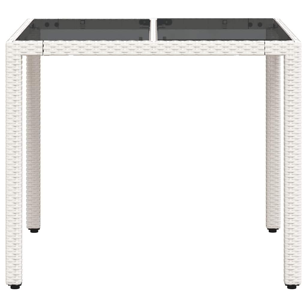 Mesa de jardín superficie de vidrio ratán PE negro 115x54x74 cm
