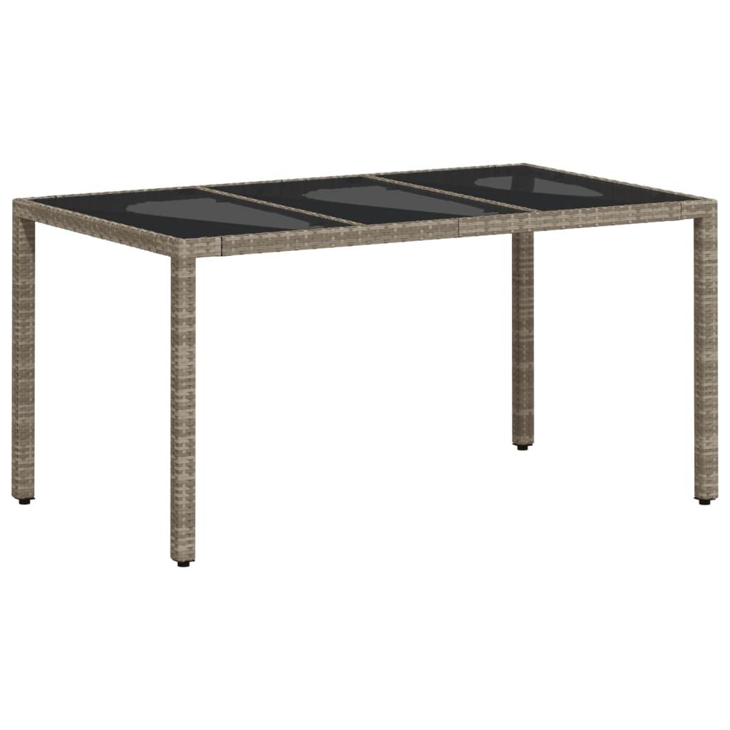Mesa de jardín superficie de vidrio ratán PE negro 190x90x75 cm