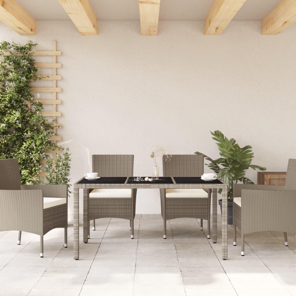 Mesa de jardín superficie de vidrio ratán PE negro 190x90x75 cm