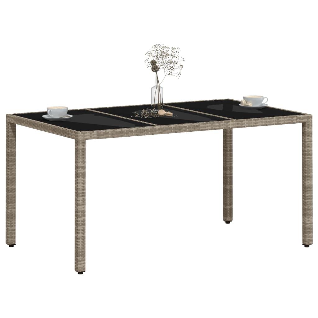 Mesa de jardín superficie de vidrio ratán PE negro 190x90x75 cm