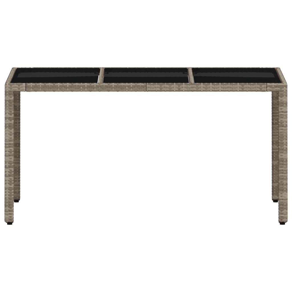 Mesa de jardín superficie de vidrio ratán PE negro 190x90x75 cm