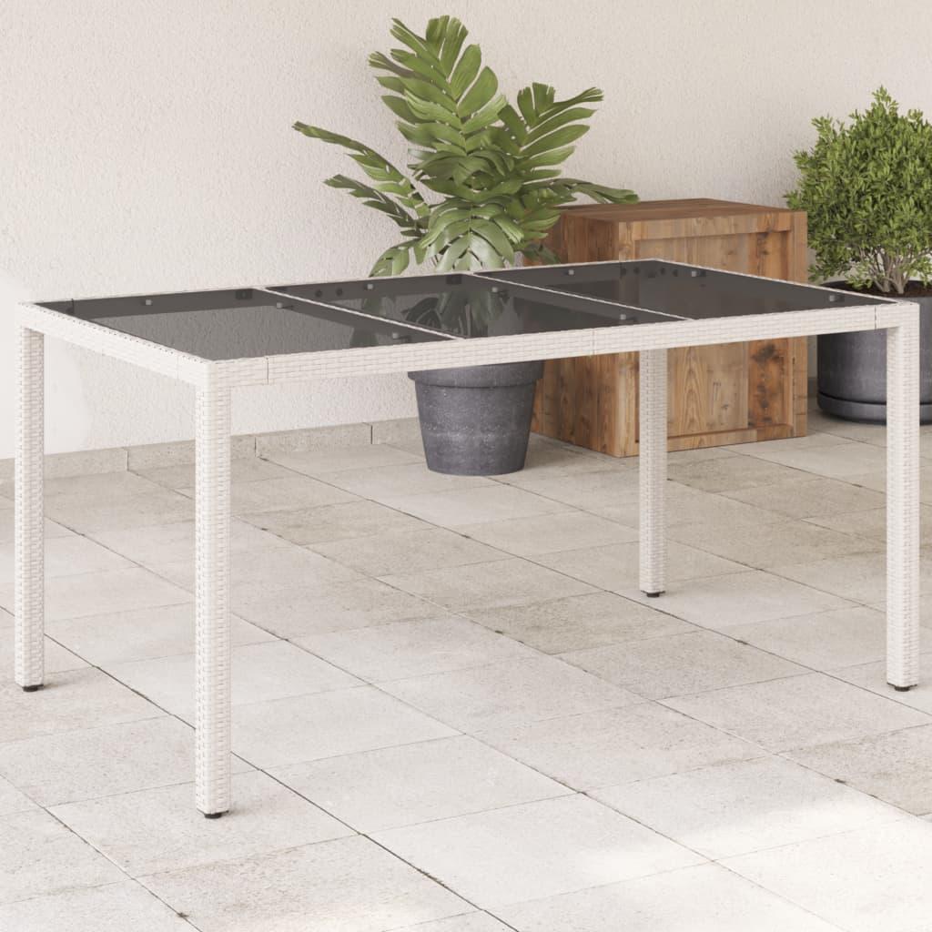 Mesa de jardín superficie de vidrio ratán PE negro 190x90x75 cm
