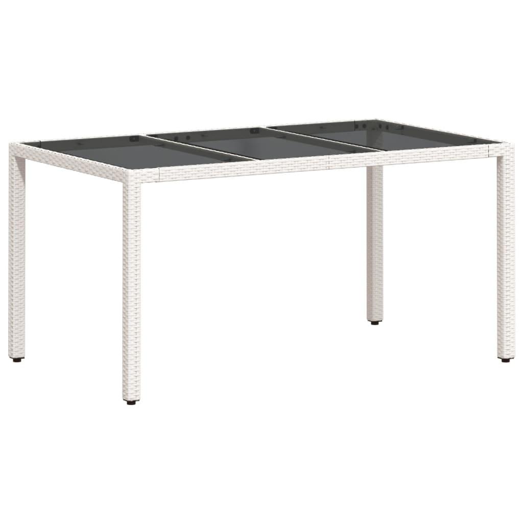 Mesa de jardín superficie de vidrio ratán PE negro 190x90x75 cm