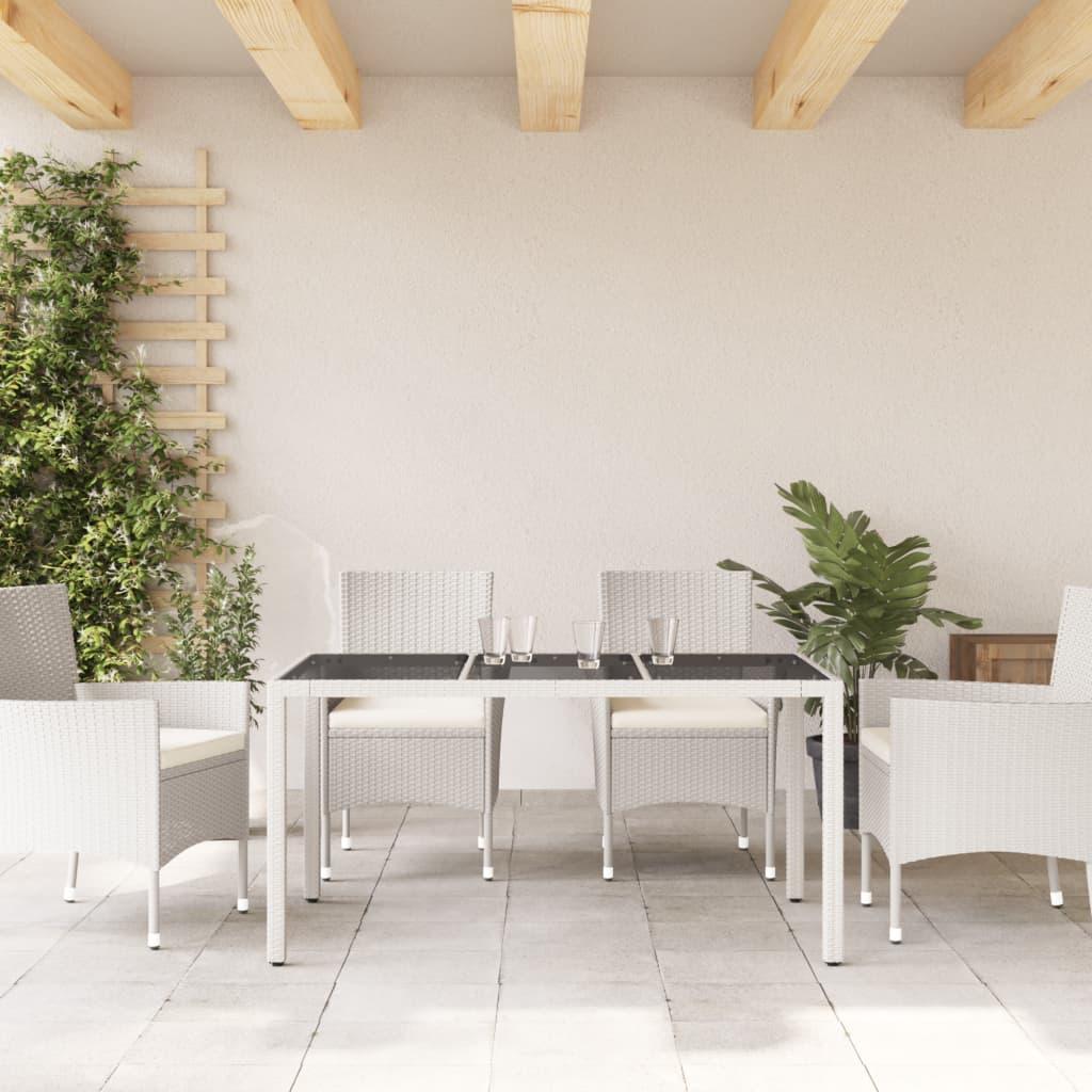 Mesa de jardín superficie de vidrio ratán PE negro 190x90x75 cm