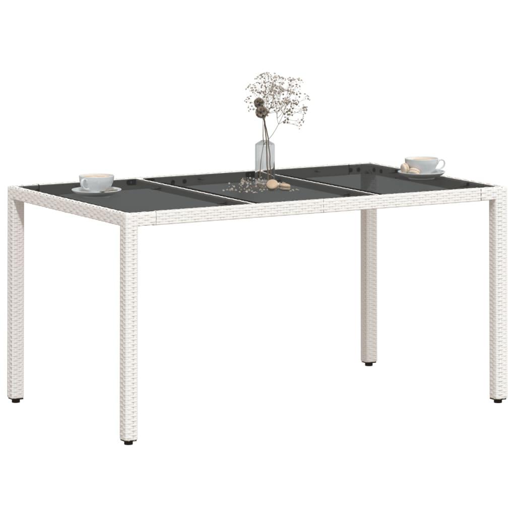 Mesa de jardín superficie de vidrio ratán PE negro 190x90x75 cm
