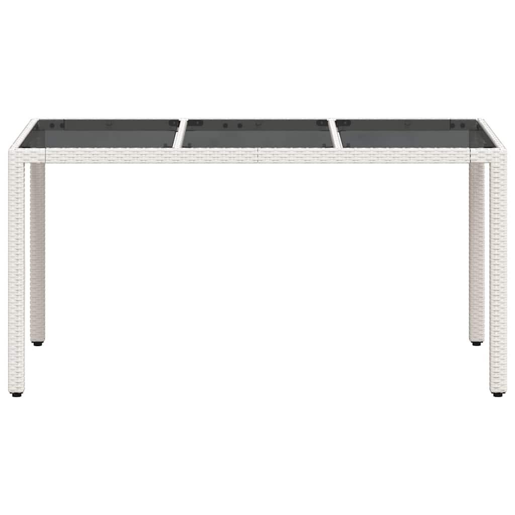 Mesa de jardín superficie de vidrio ratán PE negro 190x90x75 cm
