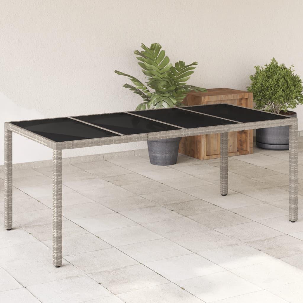 Mesa de jardín superficie de vidrio ratán PE negro 190x90x75 cm