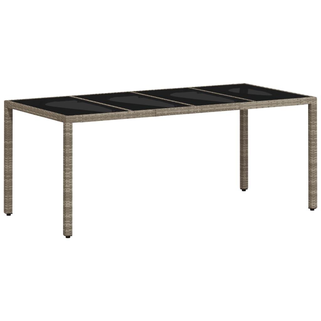 Mesa de jardín superficie de vidrio ratán PE negro 190x90x75 cm