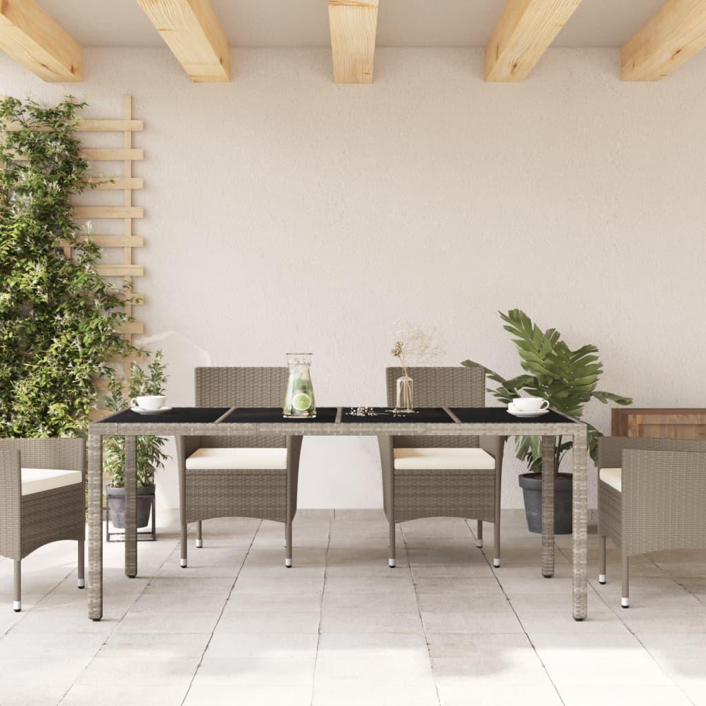 Mesa de jardín superficie de vidrio ratán PE negro 190x90x75 cm