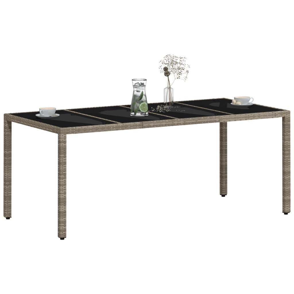 Mesa de jardín superficie de vidrio ratán PE negro 190x90x75 cm