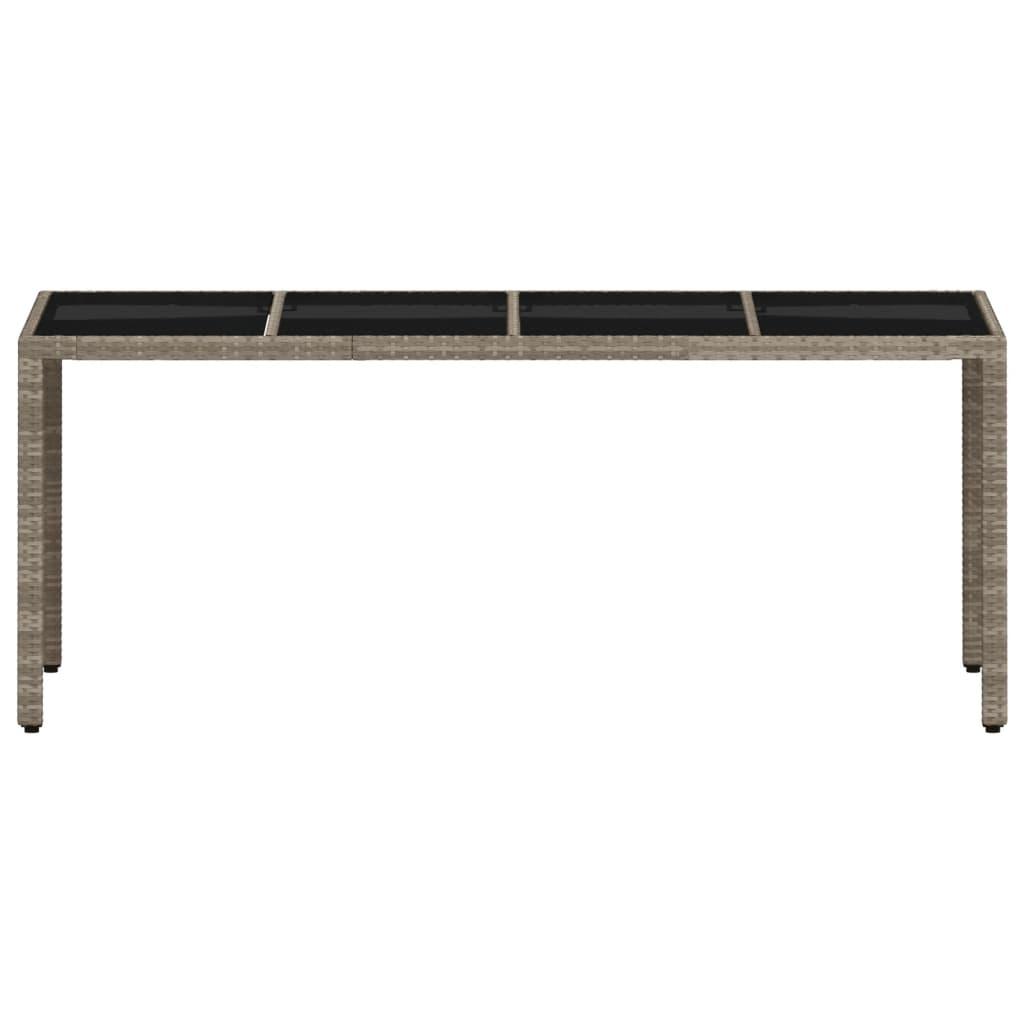 Mesa de jardín superficie de vidrio ratán PE negro 190x90x75 cm