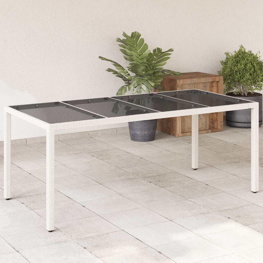 Mesa de jardín superficie de vidrio ratán PE negro 115x54x74 cm