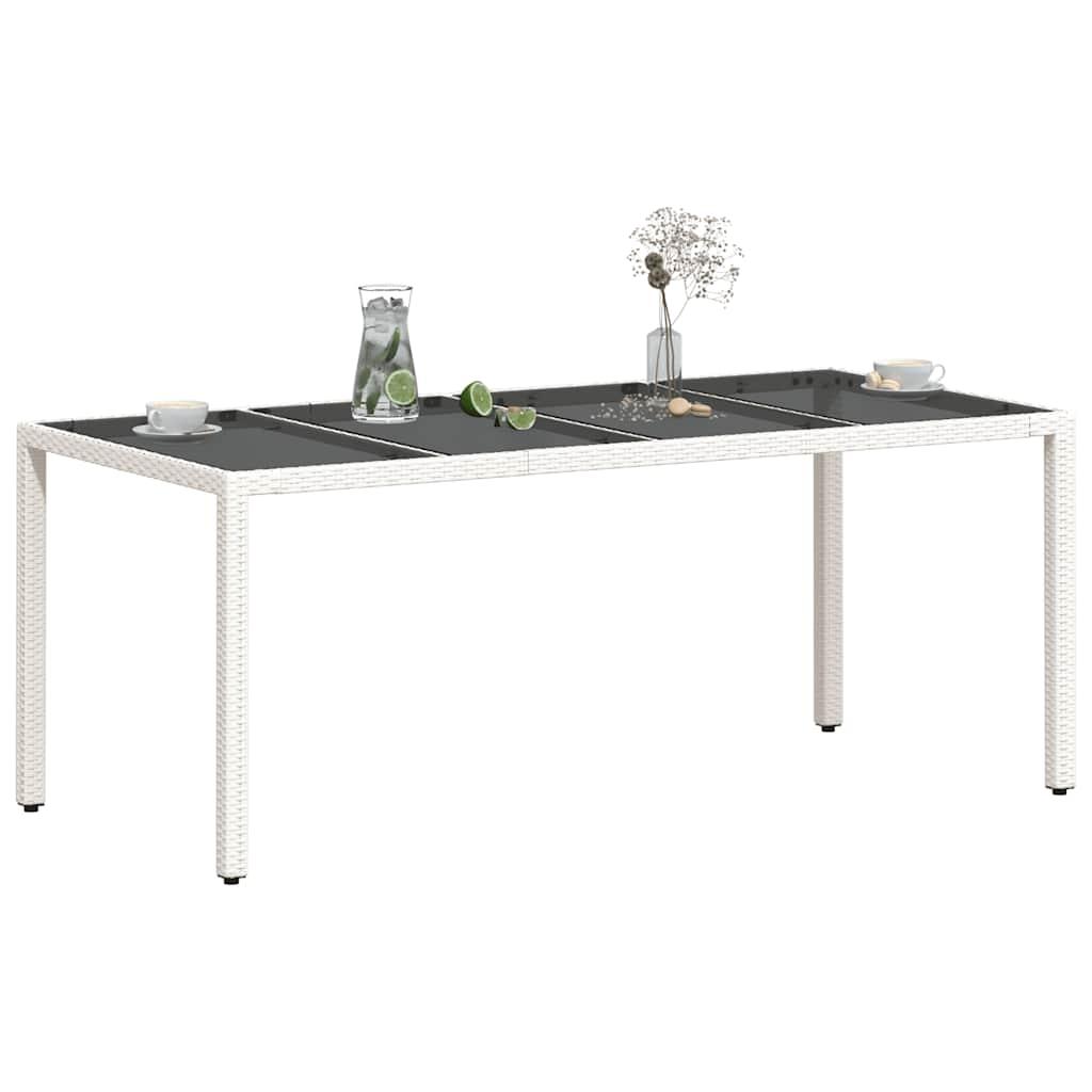 Mesa de jardín superficie de vidrio ratán PE negro 115x54x74 cm